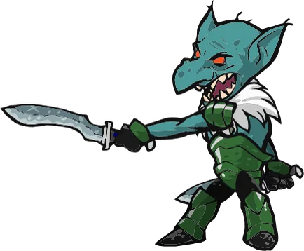 A goblin with a curved sword