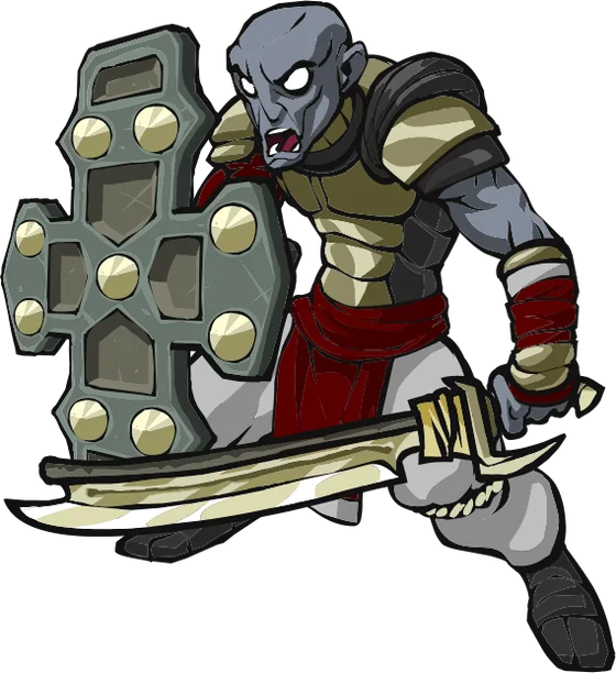 A soldier with a tower shield